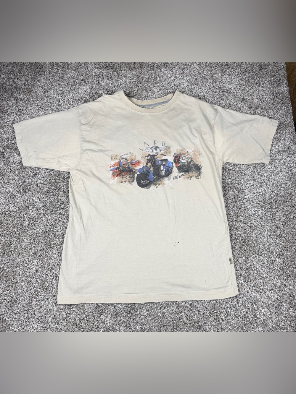 Sz XXL Men’s Newport Blue Island NPB Ride Hard Motorcycle Biker Shirt Thrashed